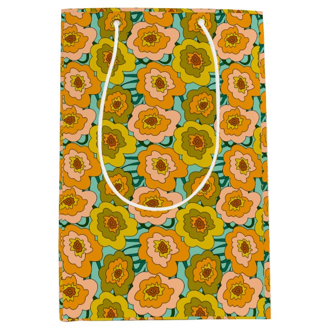 Sacola Para Presentes Média Pastel Poppies Wrapping Paper Bag (Frente)