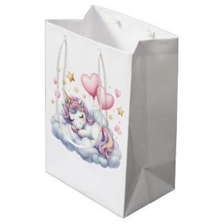 Sacola Para Presentes Média Pastel Unicorn