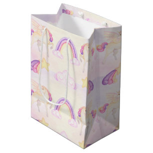 Sacola Para Presentes Média Pastel Unicorn Pegasus