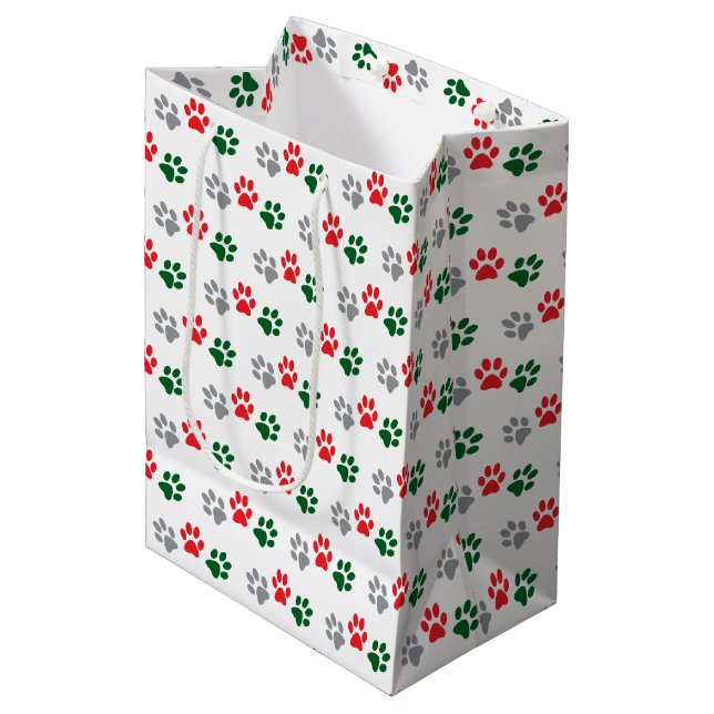 Sacola Para Presentes Média Patas de Natal (Frente inclinada)