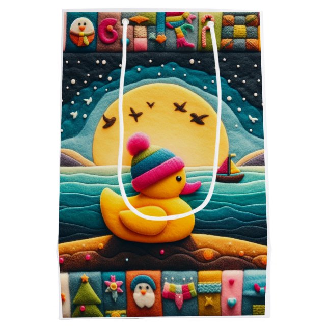 Sacola Para Presentes Média pato de plástico amarelo (Verso)