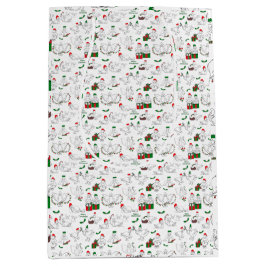 Sacola Para Presentes Média Patos de Natal Festivos