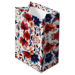 Sacola Para Presentes Média Pátrio Vermelho Azul Branco Floral (7)