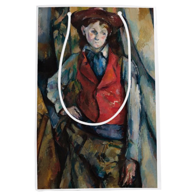 Sacola Para Presentes Média Paul Cezanne - Menino no Colete Vermelho (Frente)