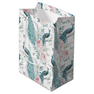 Sacola Para Presentes Média Pavão Elegante Floral Vintage (1)