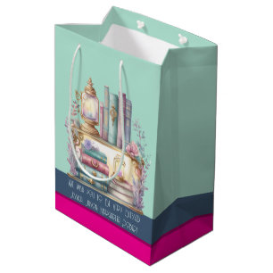 Sacola Para Presentes Média Pavimentos azuis de aço magenta magenta pastel