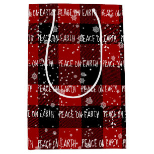 Sacola Para Presentes Média PAZ DE Natal SOBRE O Texto DA TERRA EM Flocos de N