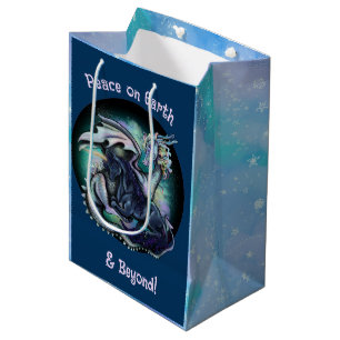 Sacola Para Presentes Média Paz no Earth Dragon e no Unicórnio