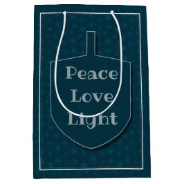 Sacola Para Presentes Média Peace Love Light Dreidel Star Snowflakes