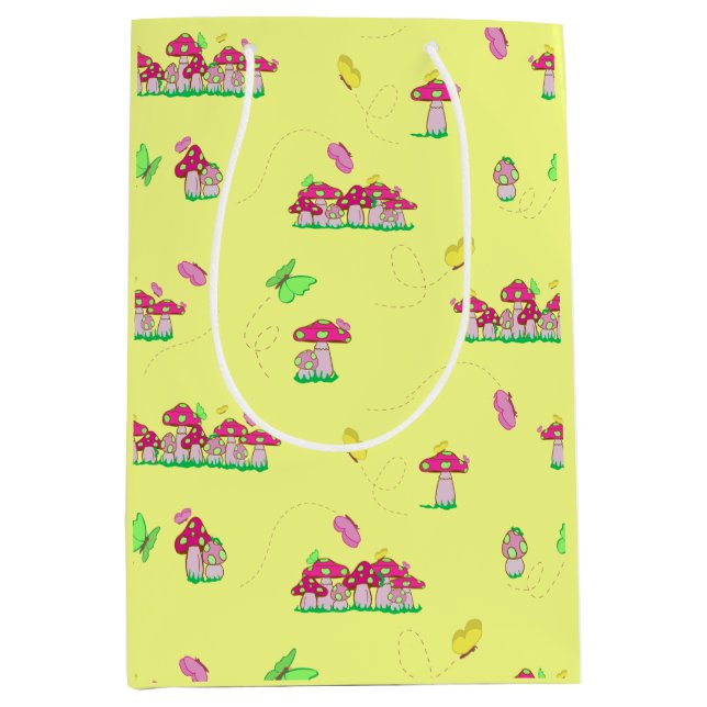 Sacola Para Presentes Média Peace Love Mushrooms Gift Bag (Frente)