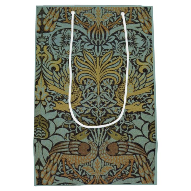 Sacola Para Presentes Média Peacock e Dragon (por William Morris) (Verso)