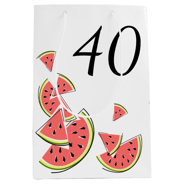 Sacola Para Presentes Média Peças de melancia com idade 40 anos (Frente)