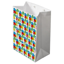 Sacola Para Presentes Média Peças de Quebra-Cabeça Design