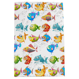 Sacola Para Presentes Média Peixe Divertido Em Bolhas