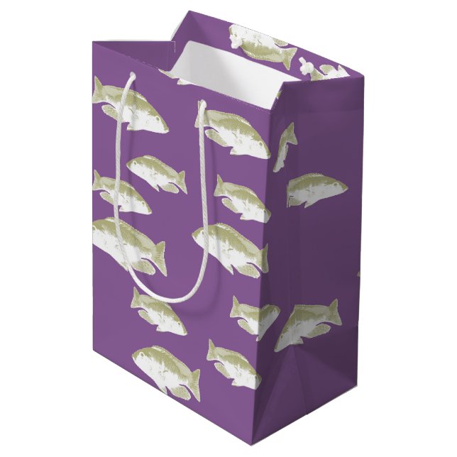 Sacola Para Presentes Média Peixe em roxo (Verso inclinado)