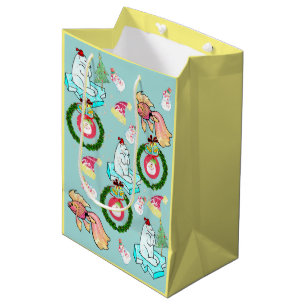 Sacola Para Presentes Média Peixes de Urso Polar Papais noeis Sacos de Present