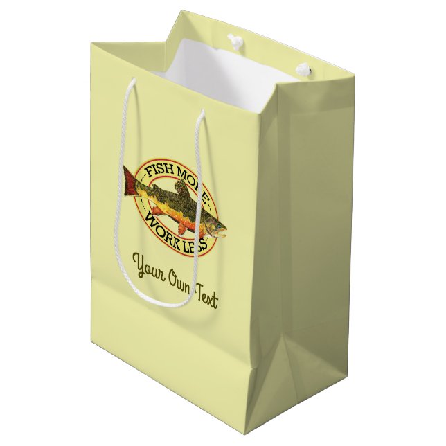 Sacola Para Presentes Média Peixes Humorísticos Mais - Trabalhar Menos Captura (Frente inclinada)