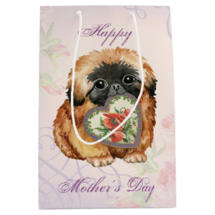 Sacola Para Presentes Média Pekingese Hearts Mãe