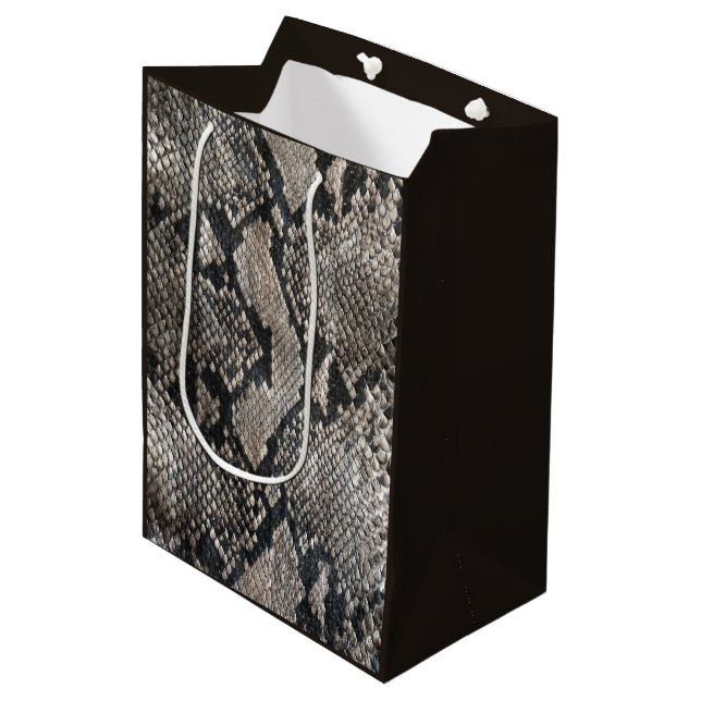 Sacola Para Presentes Média Pele de Cobra de luxo Python - Moda Elegante rica (Frente inclinada)