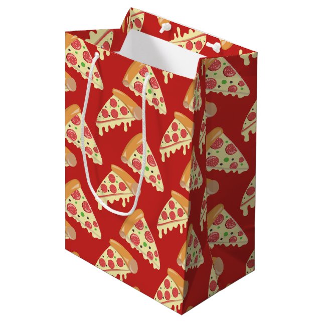 Sacola Para Presentes Média Pepperoni Pizza Party (Frente inclinada)