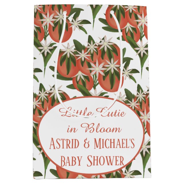 Sacola Para Presentes Média Pequena Cutie Clementine | Chá de fraldas Citrus (Frente)