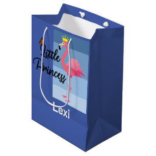Sacola Para Presentes Média Pequena Princesa Rosa Flamingo Design - Gift Bag -