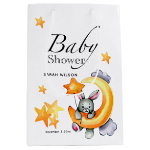 Sacola Para Presentes Média Pequeno Chá de fraldas de coelhinho, Saco de Prese