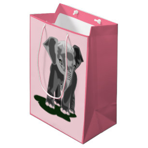 Sacola Para Presentes Média Pequeno elefante com barra de presentes personaliz