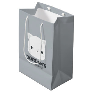 Sacola Para Presentes Média Pequeno Gato Bonito com Nome Personalizado