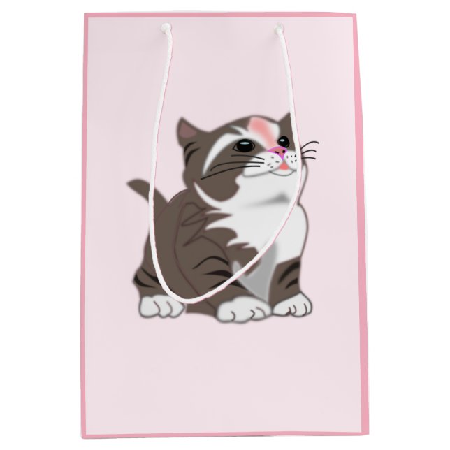 Sacola Para Presentes Média Pequeno Gitinho Rosa - Sua Cor - Texto (Frente)