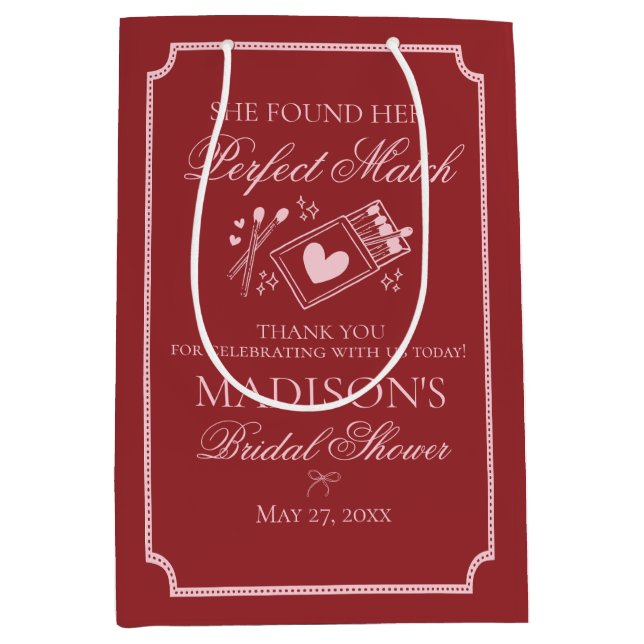 Sacola Para Presentes Média Perfect Match Bridal Shower Bachelorette Favor (Frente)