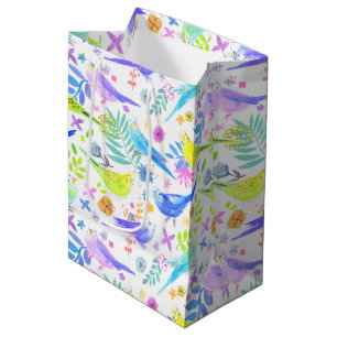 Sacola Para Presentes Média Periquitos de Ortografia Navegável Whimsical
