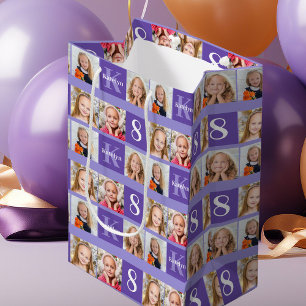 Sacola Para Presentes Média Personalização da Colagem de Fotos de Aniversário