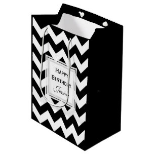 Sacola Para Presentes Média Personalizado: Saco preto e branco 2 do presente