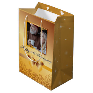 Sacola Para Presentes Média Personalizável para o Casamento de ouro 50 anos