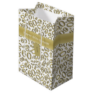 Sacola Para Presentes Média Personalize: 60th ouro feliz do