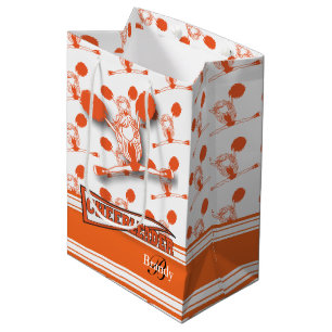 Sacola Para Presentes Média Personalize o cheerleader alaranjado - meio