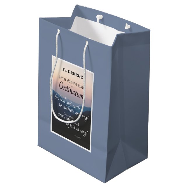 Sacola Para Presentes Média Personalize os 45.º Parabéns da Ordenação do Anive (Verso inclinado)