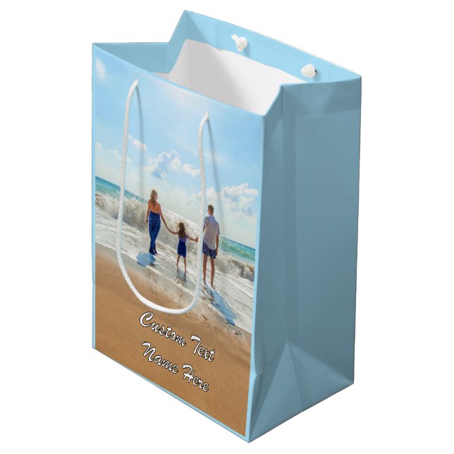 Sacola Para Presentes Média Personalize Sua Bolsa de Presente de Foto com Text (Frente inclinada)