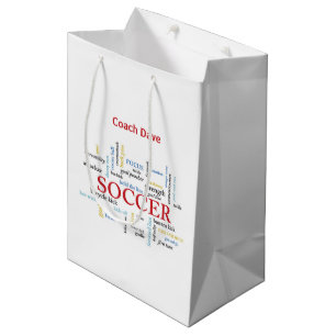 Sacola Para Presentes Média Personalize, treinador de futebol Obrigado em pala