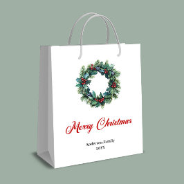 Sacola Para Presentes Média Personalized Christmas wreath bag for festive gift
