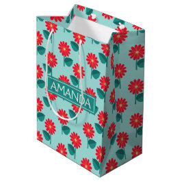 Sacola Para Presentes Média Personalized Daisy Pattern Gift Bag