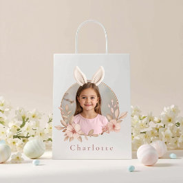 Sacola Para Presentes Média Personalized Easter Bunny Photo Gift Bag