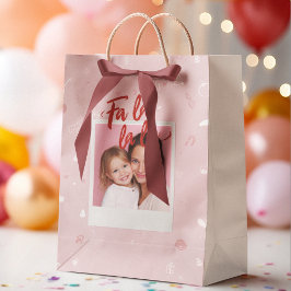 Sacola Para Presentes Média Personalized Fa La La La Pink Christmas Photo
