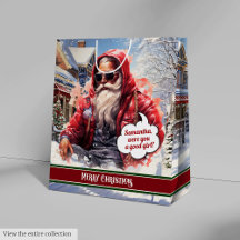 Personalized Gift Bag Cool Santa Claus Holiday