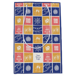 Sacola Para Presentes Média Personalized Modern Hand-Drawn Colorful New Year 