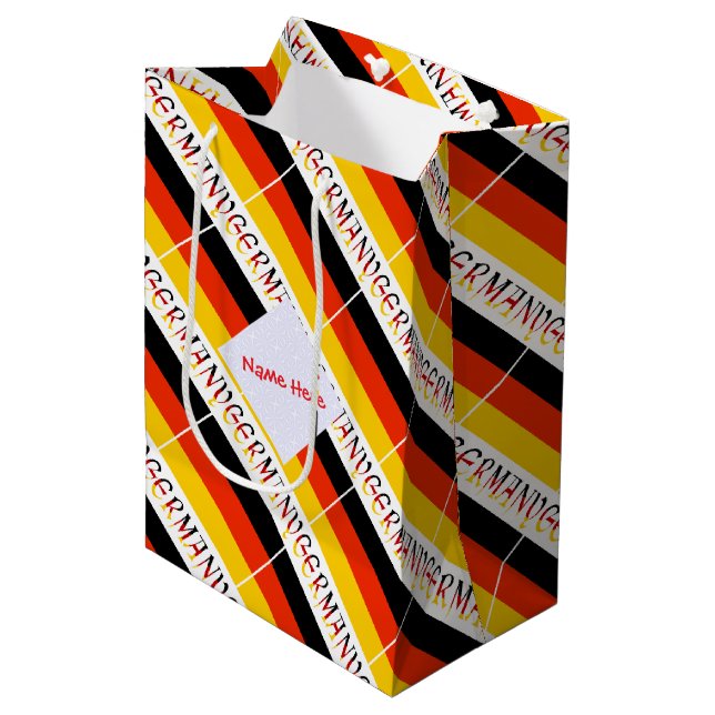 Sacola Para Presentes Média Personalized Red Name Germany Flag Tiled (Frente inclinada)