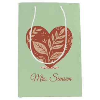 Sacola Para Presentes Média Personalized Teacher Gift Bags Red Heart