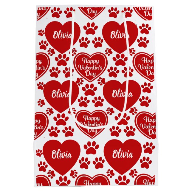 Sacola Para Presentes Média Personalized Valentine's Day Gift Bag  (Verso)