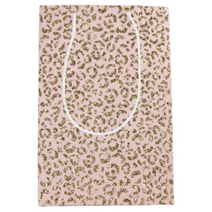Sacola Para Presentes Média Pêssego Cor-de-rosa brilhante Dourada Impressão
